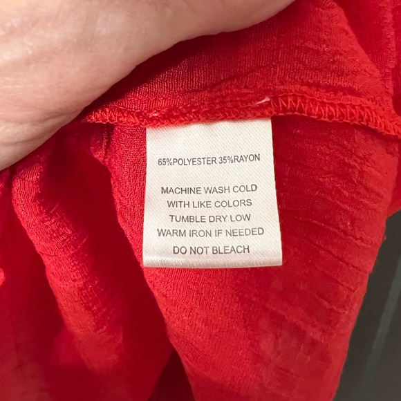 Vibrant Red Floral Embroidered Blouse by Fyve. Size medium. - Picture 3 of 4